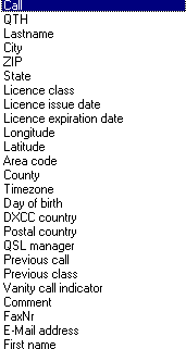 Figure 332:   Data Fields on Callbook CD