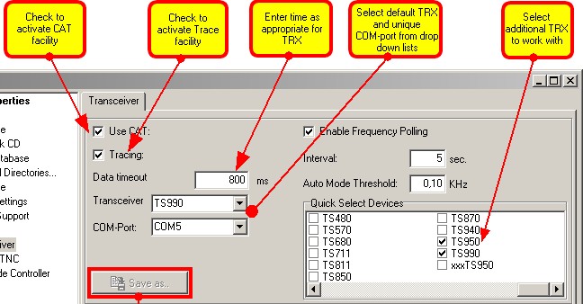 Figure 219:  Multi Transceiver setup related items