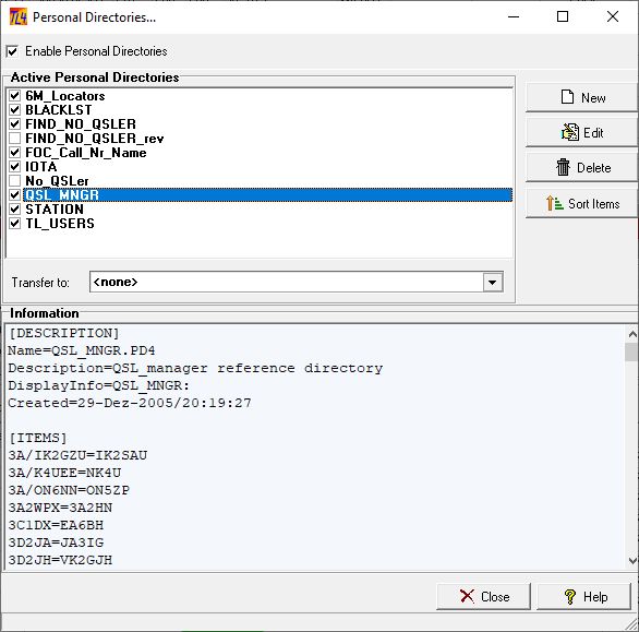 Figure 76: Setup and Editing the Personal Directories Frame