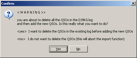 Figure 43:  Security prompt for confirmation on NO