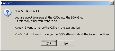 Figure 42:  Security prompt for confirmation on YES  