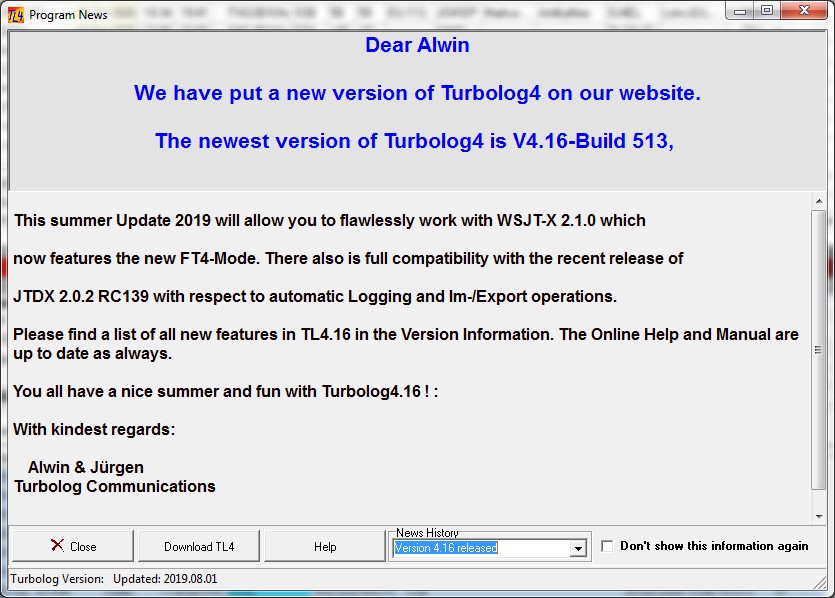 Figure 157:   Latest TurboLog News Broadcast, Example