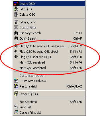 Figure 186:   Right Mouse Key Context Menu