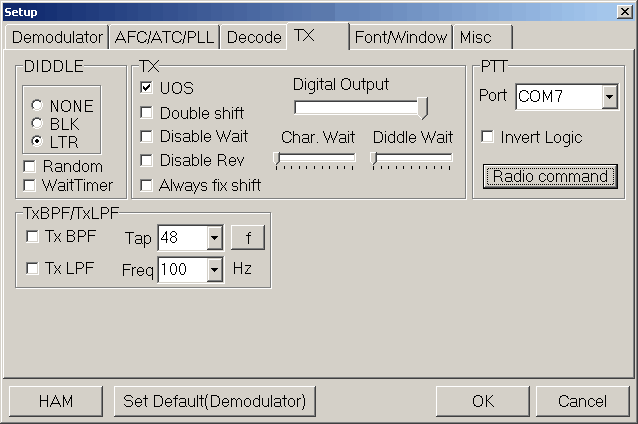Figure 290:  MMTTY Options TX Tab Sheet