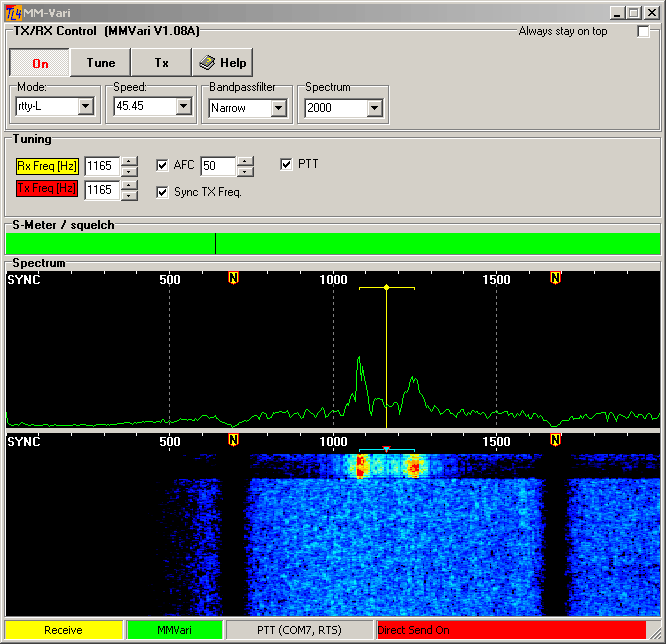 Figure 299:    MMVARI Layout in TurboLog 4, RTTY Operation shown