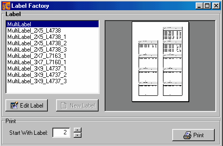 Figure 389:   Upper part of the Multi QSO Label Factory ( excerpt )