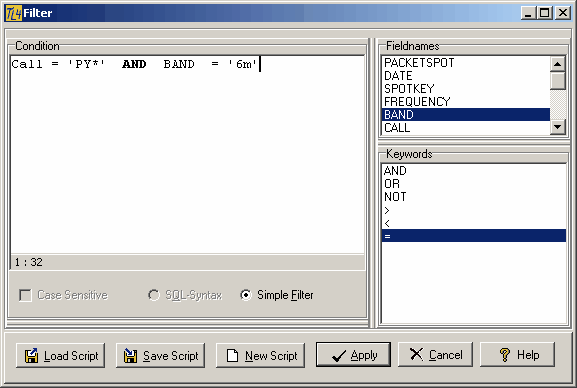 Figure 231:  Packet Search Filter