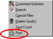 Figure 342:   Printing from Context Menu in Packet Grids 