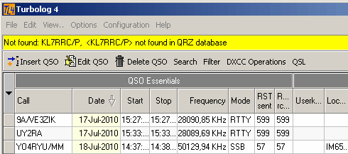 Figure 339:   QRZ Database - Error Message