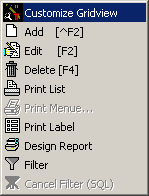 Figure 86:  Right Mouse Key Context Menu