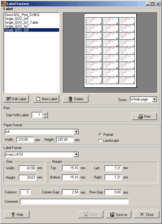 Figure 374:    Label Factory entered from Design Button