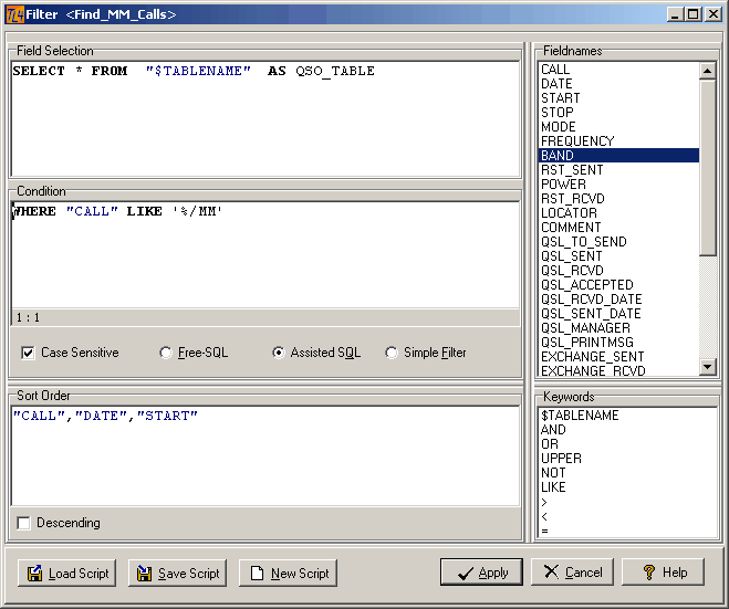 Figure 178:  Assisted SQL:   Query Design and Control Frame